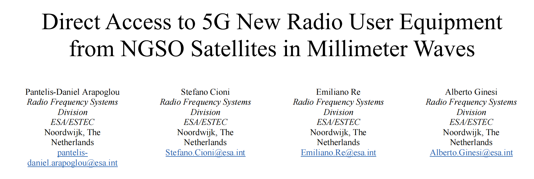 「读论文」毫米波频段LEO卫星使用5G NR连接用户设备 Direct Access to 5G New Radio User Equipment from NGSO Satellites in Millimeter Waves